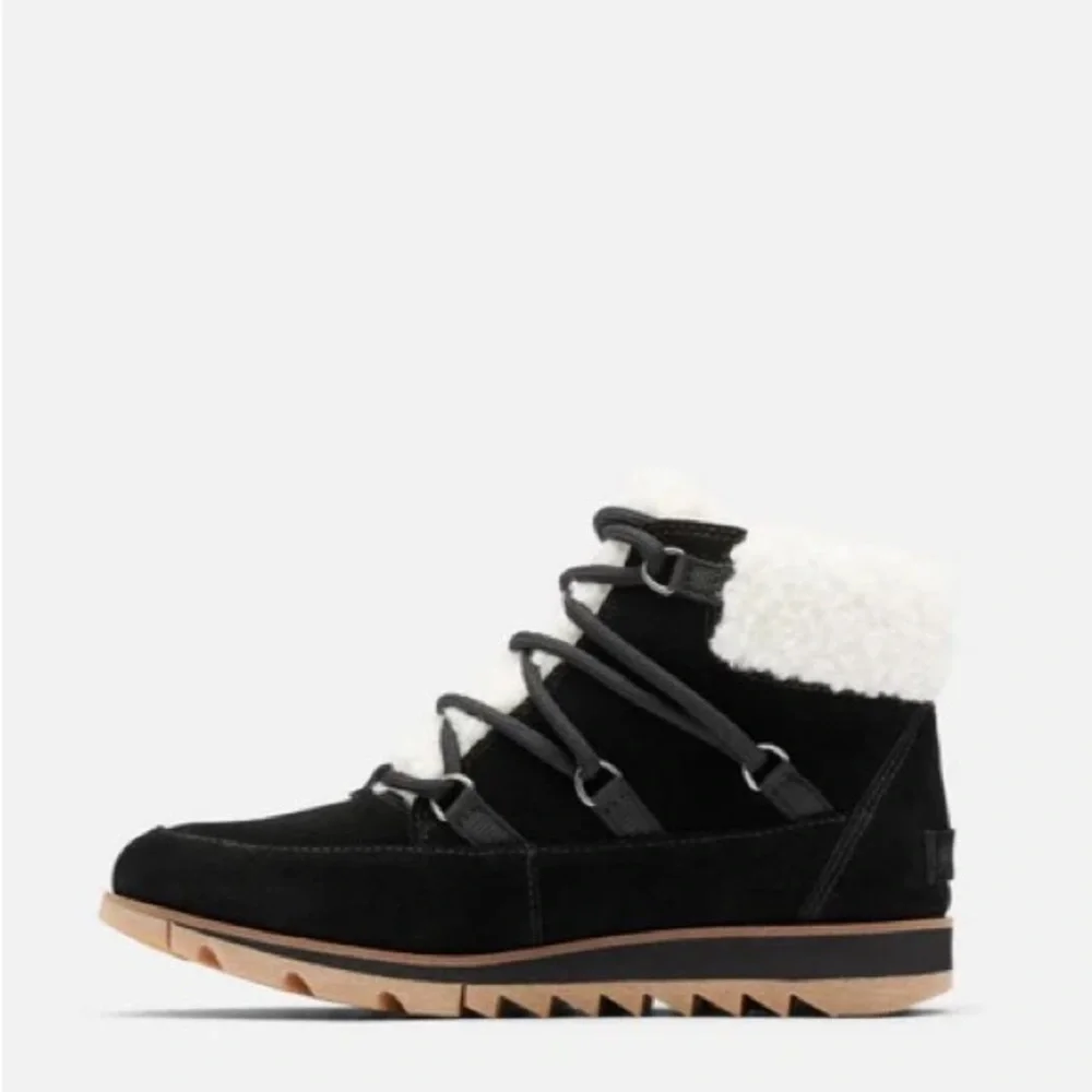 Sorel Harlow Lace Cozy Bootie Black Suede Sz 7 1977351